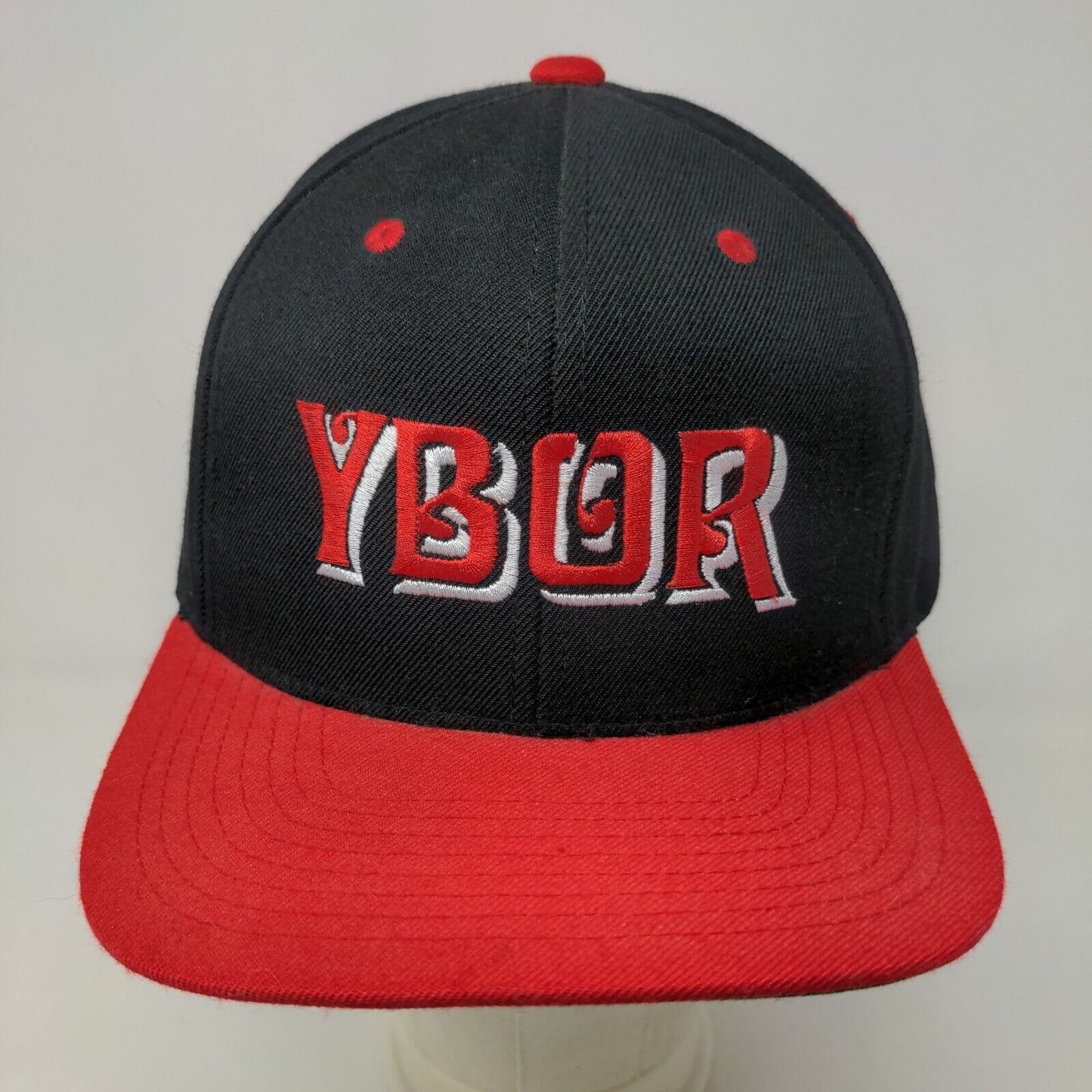 Black & Denim Men's Snapback Hat Black Red Embroidered YBOR Logo