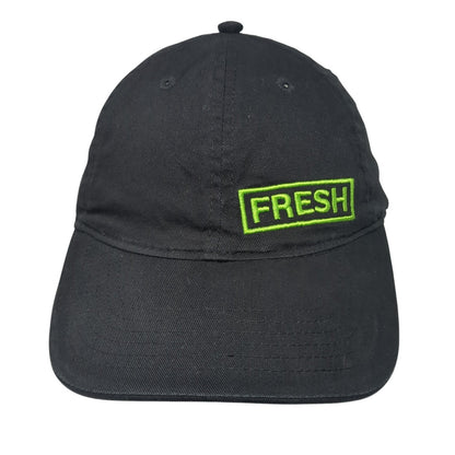 Fresh Strapback Baseball Cap Black One Size Adjustable Embroidered 6 Panel