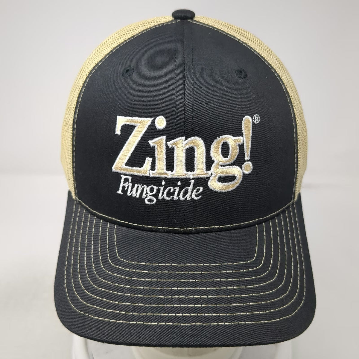 Richardson Trucker Hat Black Beige One Size Zing Fungicide Gowan USA Snapback
