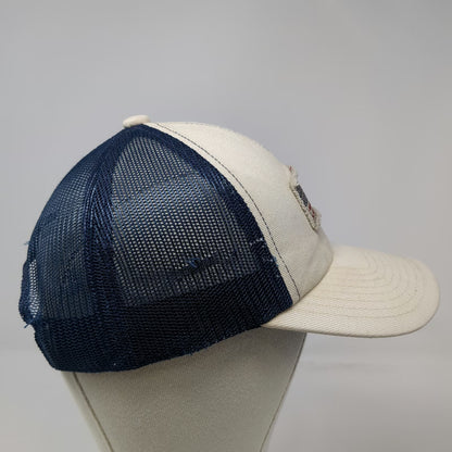 White Blue Trucker Hat One Size American Flag Patch Distressed Mesh Snapback
