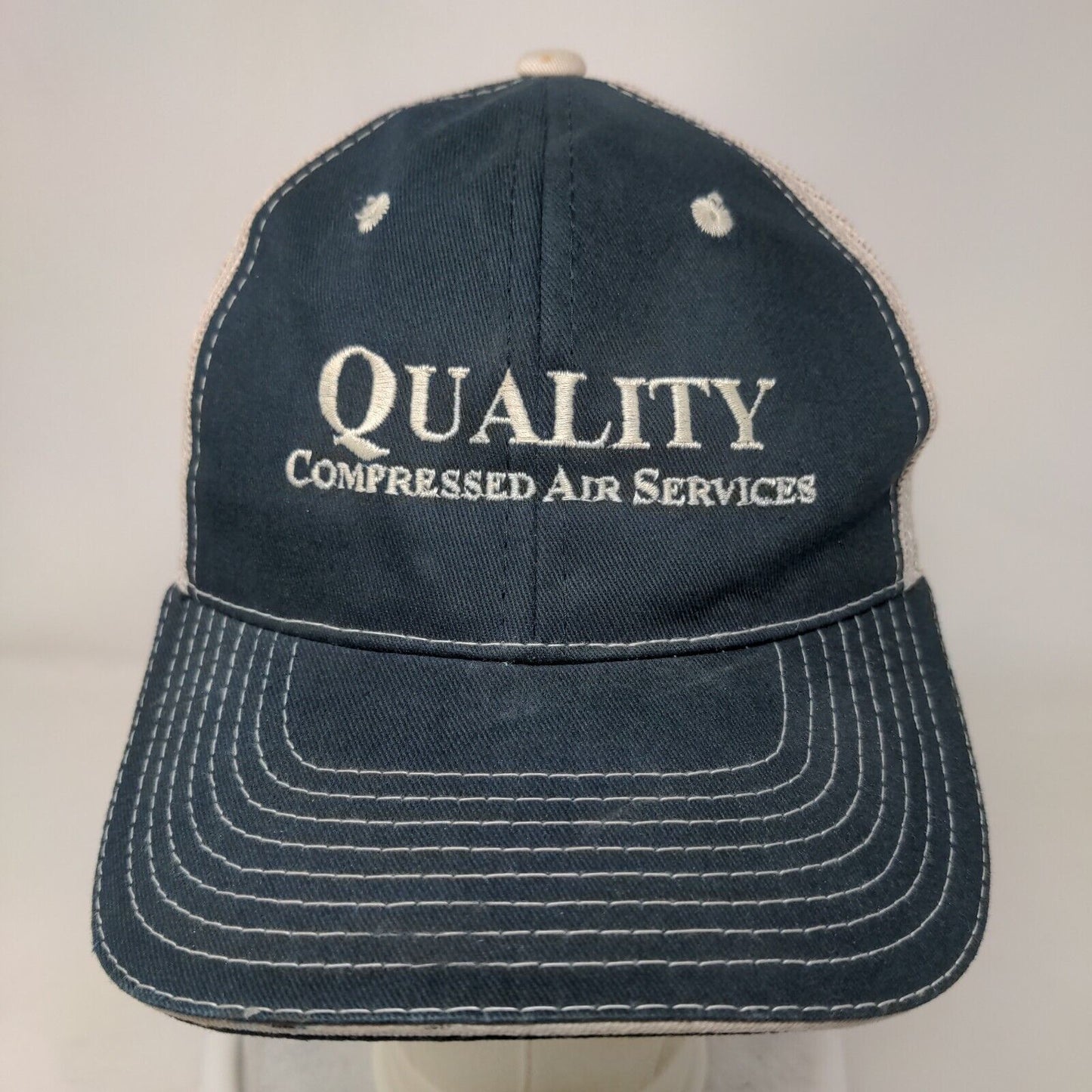 Quality Compressed Air Services Strapback Mesh Back Trucker Hat Blue OSFM