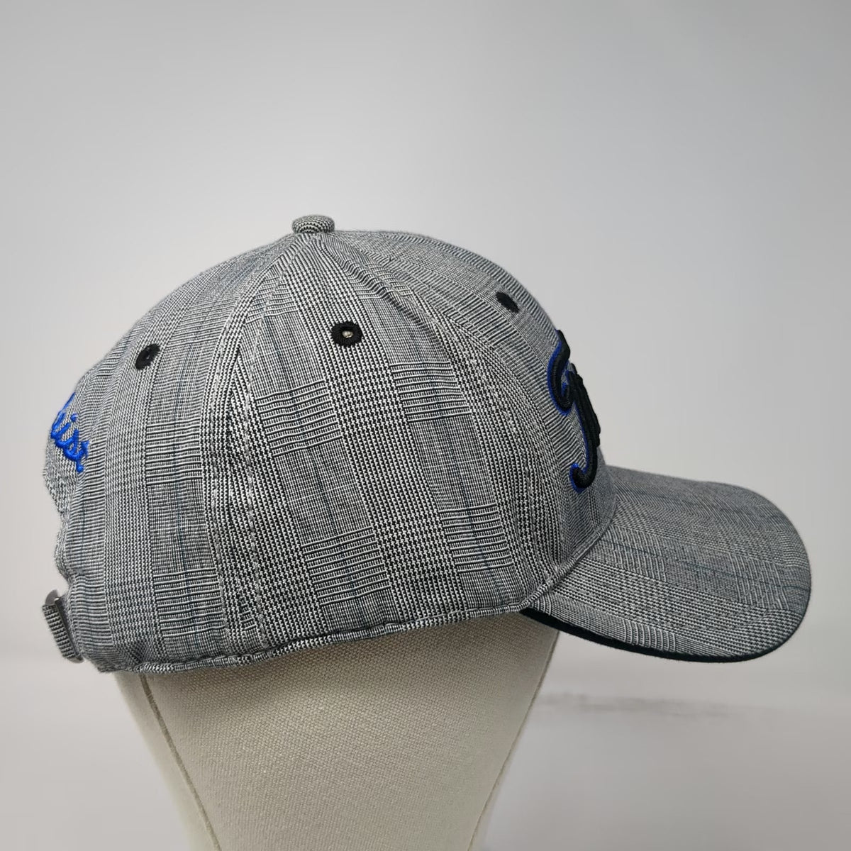Titleist Baseball Cap Gray One Size Glen Plaid Cotton Adjustable Slideback Hat