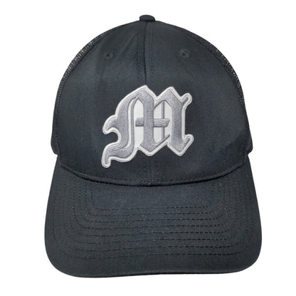 Letter M Snapback Mesh Back Trucker Hat Black One Size Richardson