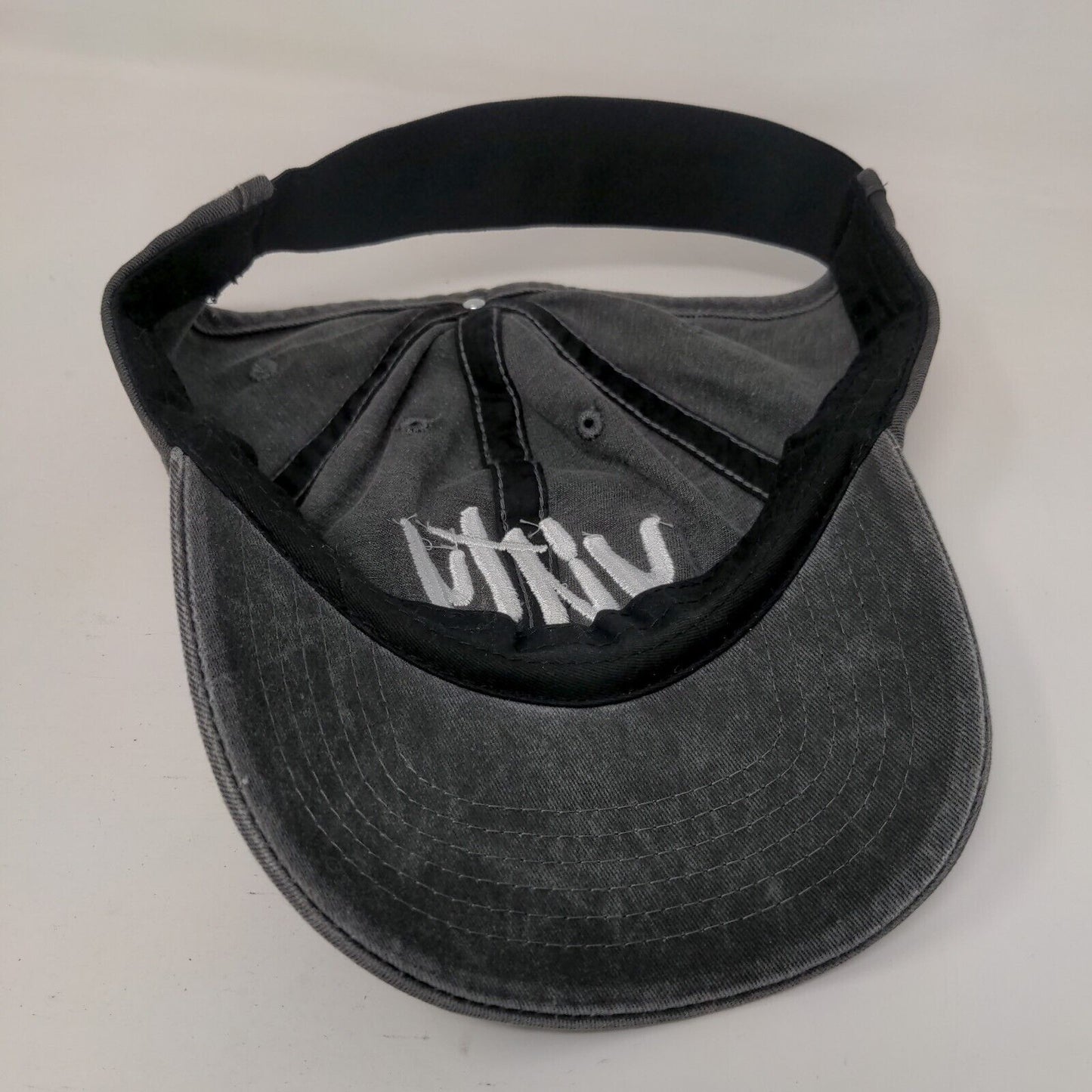 Yitty Ponytail Strapback Hat Gray One Size Stretch Embroidered Vented Holes