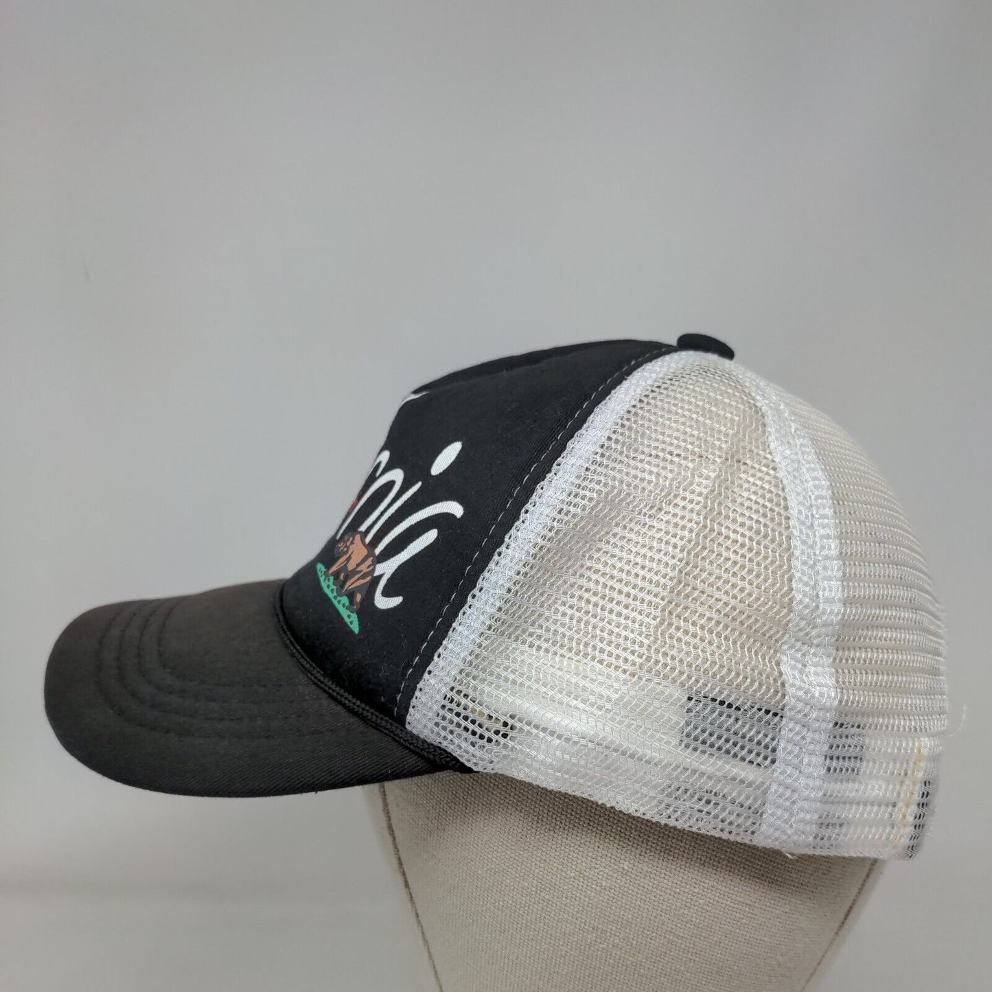 California Snapback Mesh Back Rope Trucker Hat OSFA Black Colorblock
