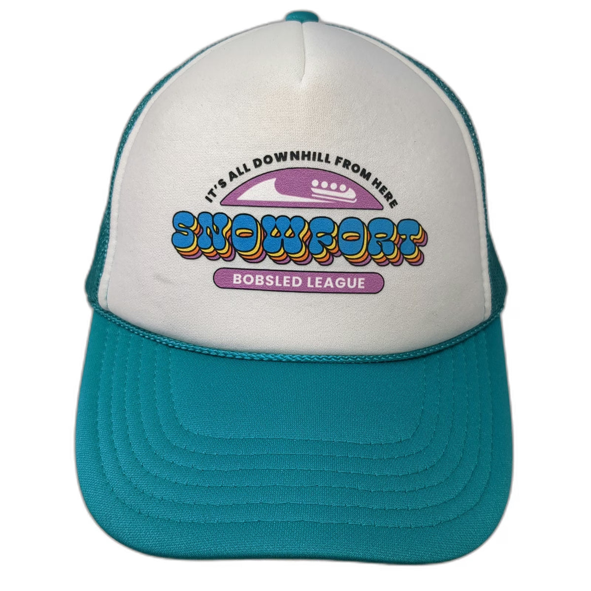 Otto Trucker Hat Blue White OSFM Snowport Bobsled League Foam Mesh Snapback Hat