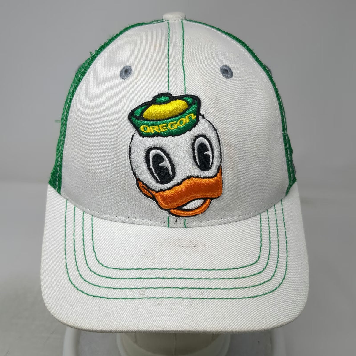 Oregon Ducks NCAA Zephyr Trucker Hat White Green One Size Mesh Snapback Mascot