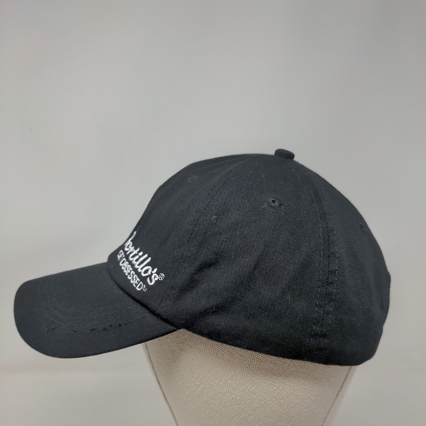 Portillos Slideback Hat Black Embroidered Employee Uniform Logo Adjustable
