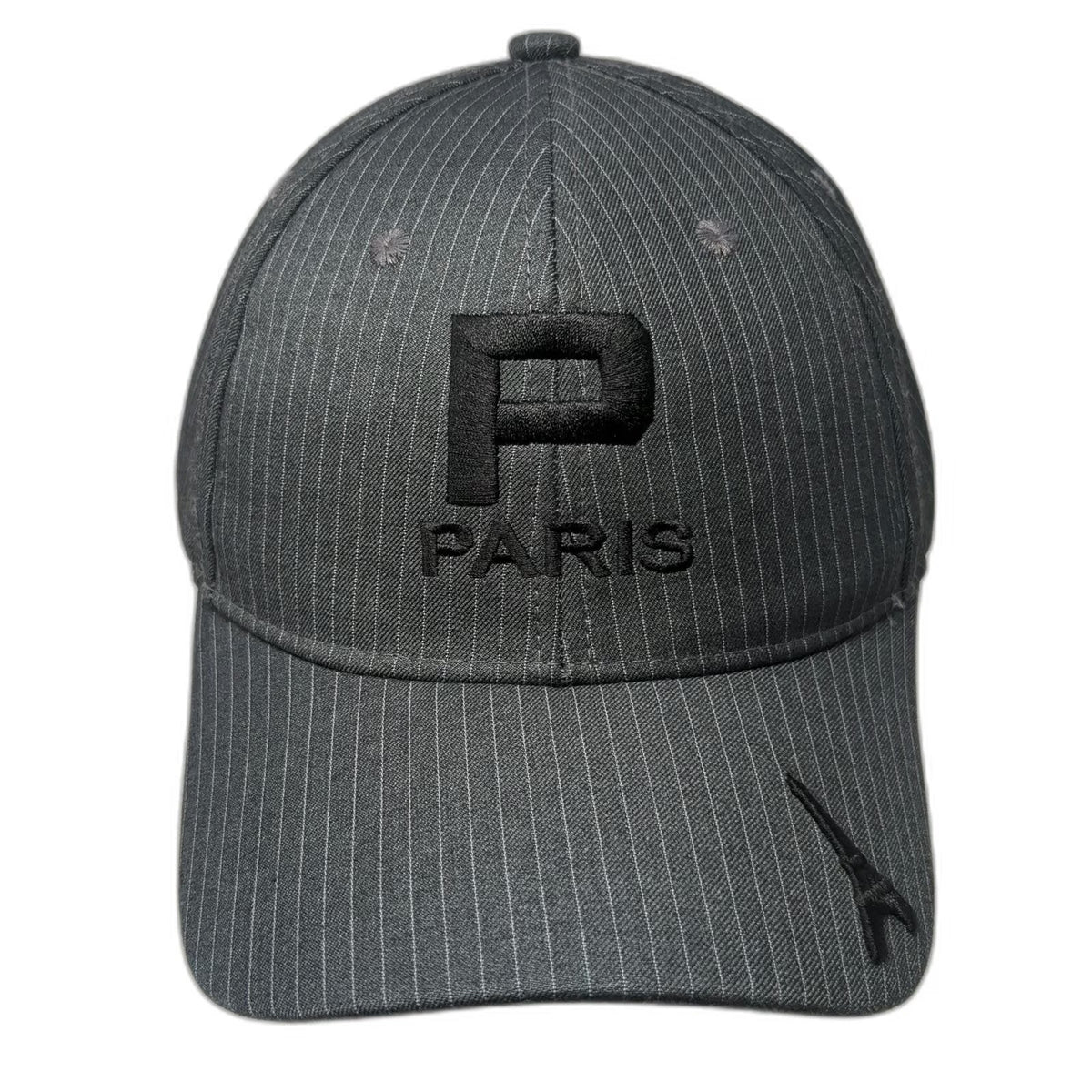 Paris Pinstripe Baseball Cap Gray One Size Eiffel Tower Acrylic Slideback Hat