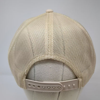 Young An Intelledex Beige Trucker Hat OS Mesh Patch Snapback Graphic Vintage