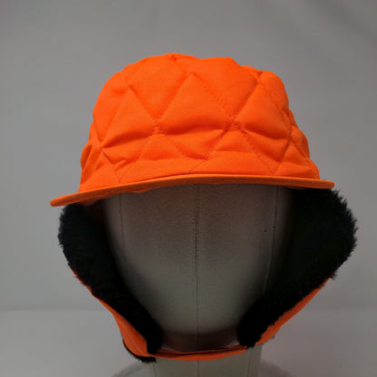 Unbranded Quilted Trapper Hat Orange XL Faux Fur Lined Ear Flap