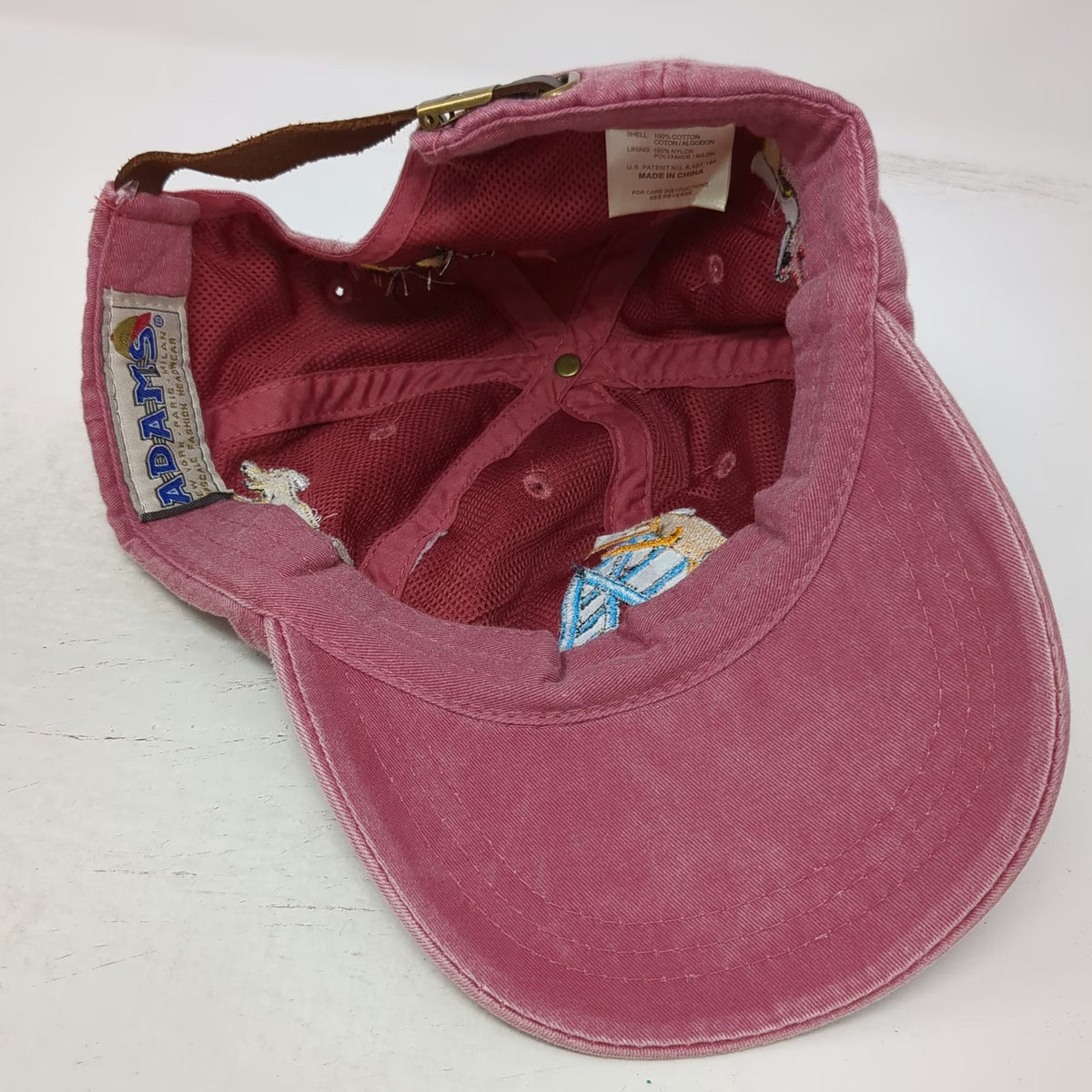 Adams Baseball Cap Red One Size Leather Strapback Adopt Dog Graphic Hat Rescue
