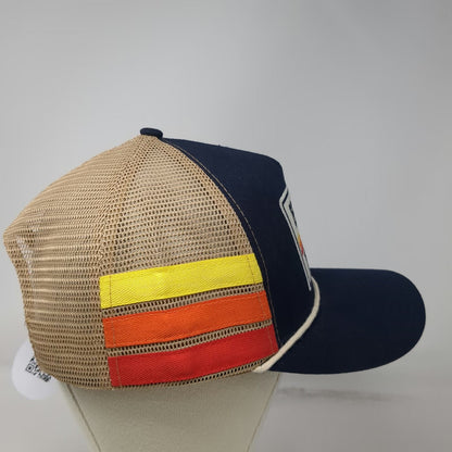 Salty Bear Trucker Hat Blue One Size Hike Idaho Mesh Snapback Rope Side Stripes