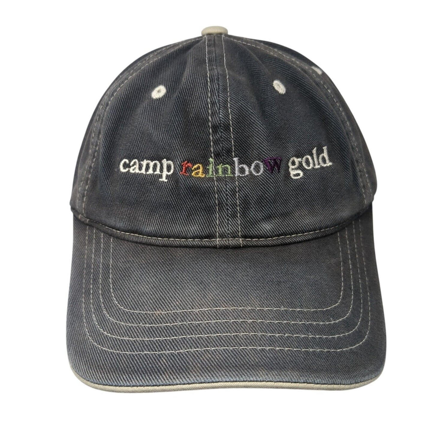 Camp Rainbow Gold Celebrate Life Strapback Hat Blue One Size Adjustable Yupoong