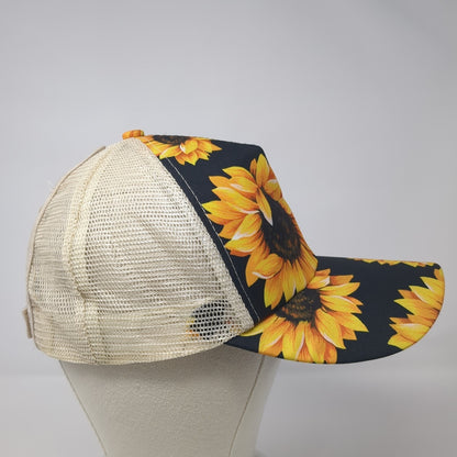 Sunflower Ponytail Trucker Hat Multicolor One Size Adjustable Mesh Back Floral