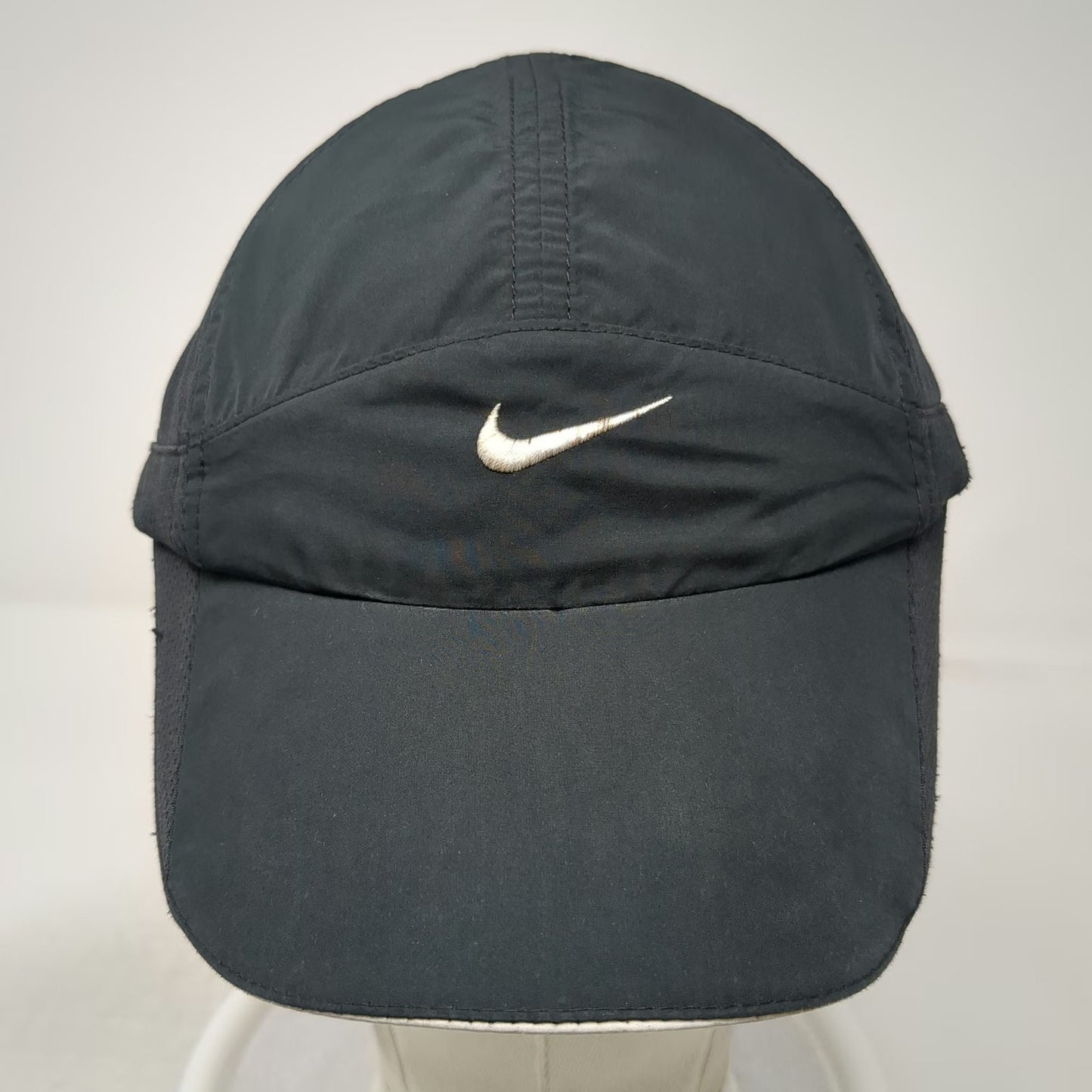 Nike Baseball Cap Black One Size Dri-Fit Mesh Adjustable Strapback Running Hat