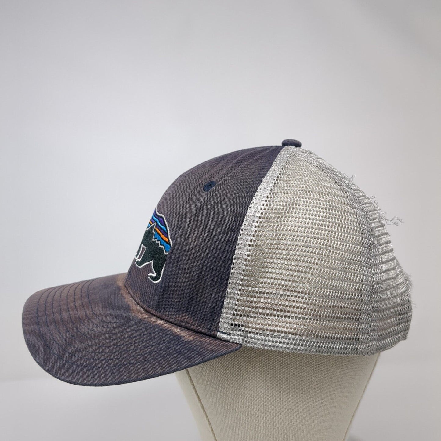 Patagonia Fitz Roy Bear Snapback Trucker Hat Blue OSFA Mesh Back