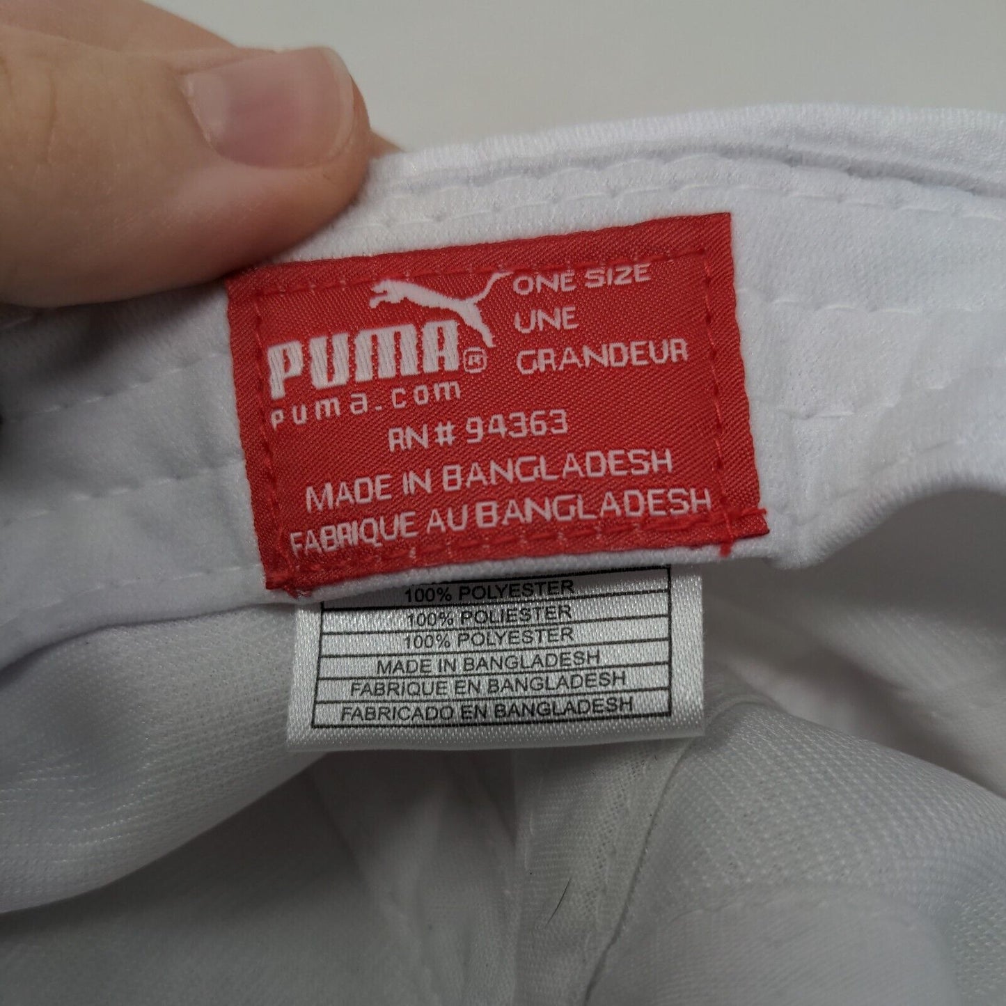PUMA Slideback Hat White One Size Adjustable Embroidered 6 Panel Polyester