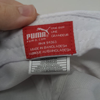PUMA Slideback Hat White One Size Adjustable Embroidered 6 Panel Polyester