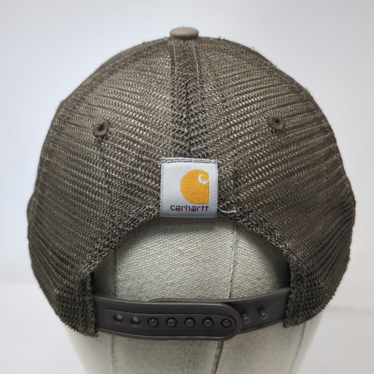 Carhartt Brown One Size Trucker Hat Snapback Mesh Embroidered Logo Workwear