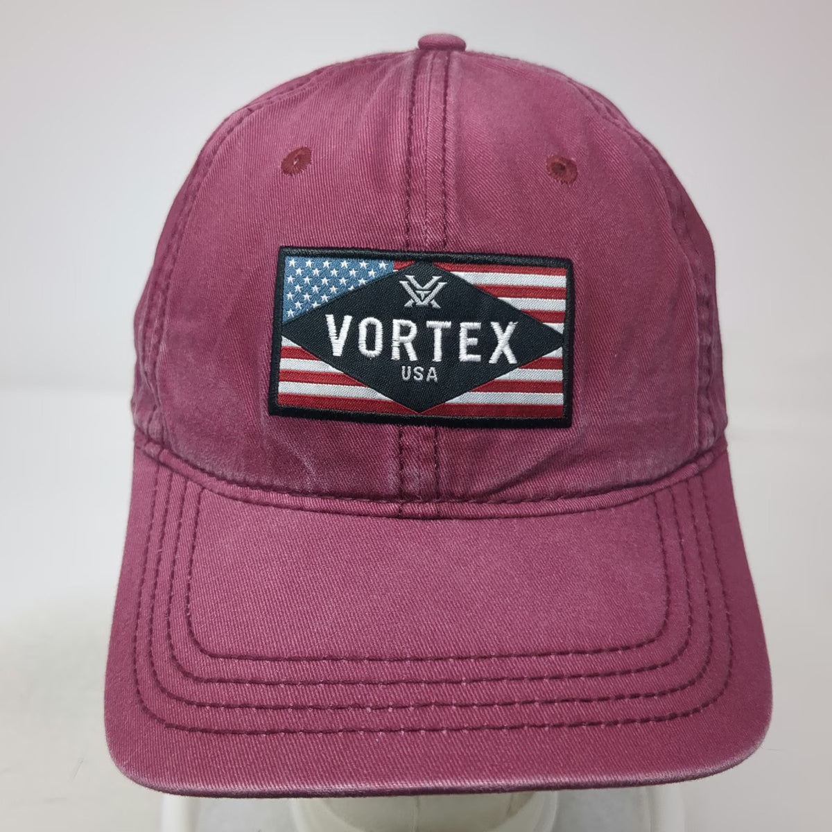 Vortex Baseball Cap Red One Size USA Flag Patch Slideback Adjustable Logo Hat