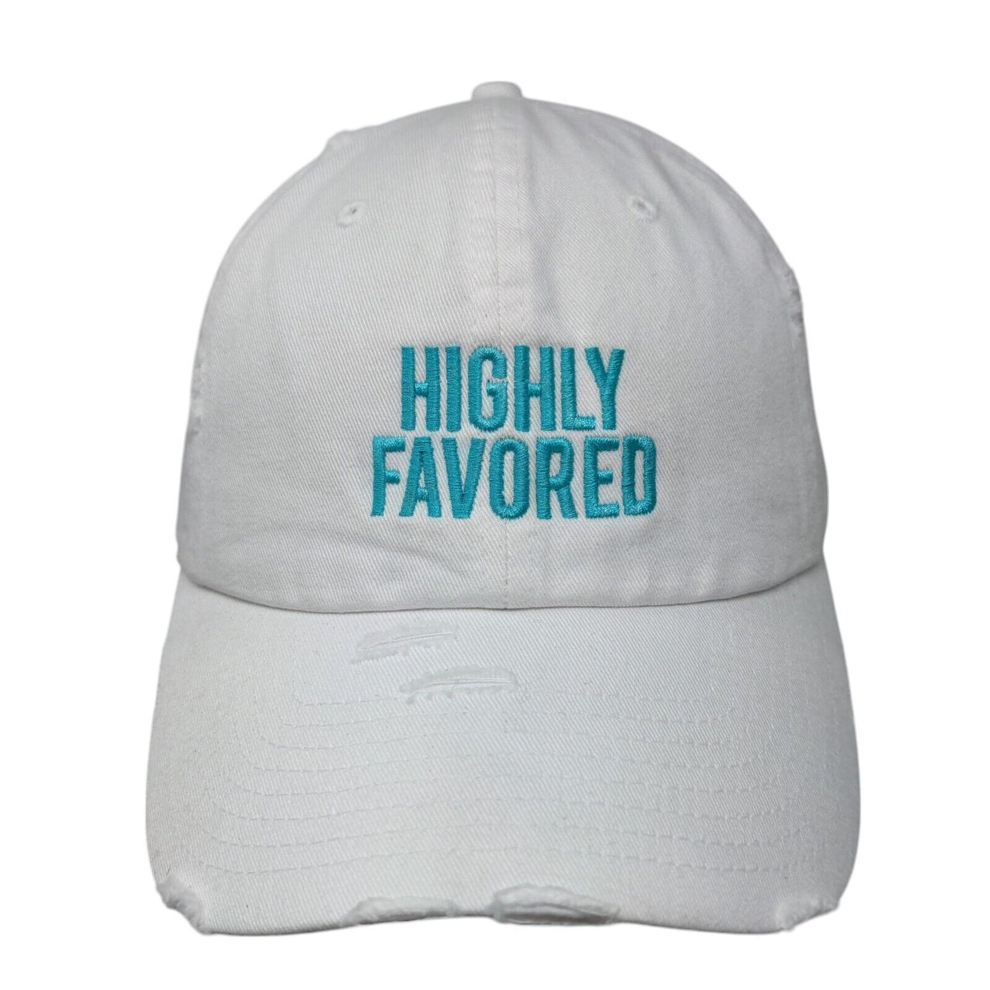 Highly Favored Slideback Hat White One Size Adjustable Embroidered KB ETHOS