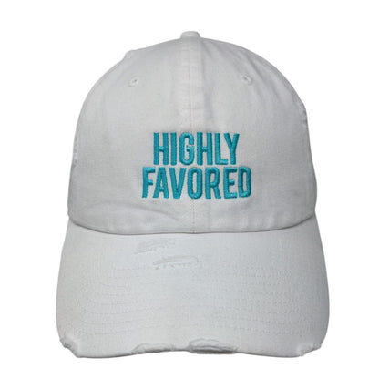 Highly Favored Slideback Hat White One Size Adjustable Embroidered KB ETHOS