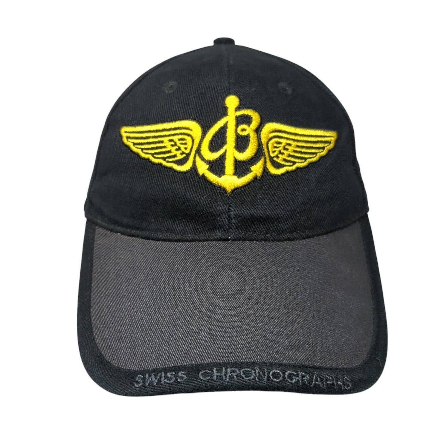 Breitling Slideback Hat Black OSFA Embroidered Swiss Chronographs Anchor Logo