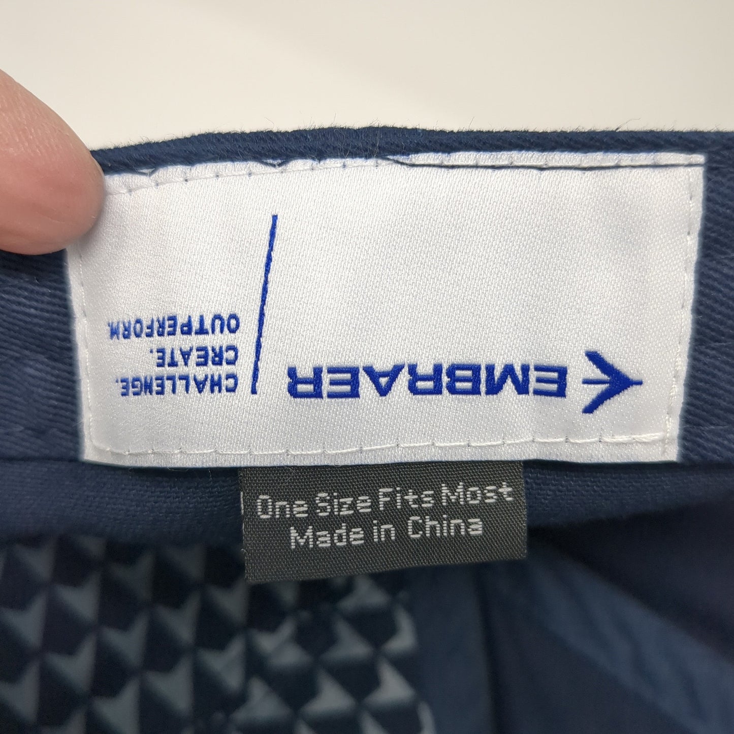 Embraer Slideback Hat Blue One Size Adjustable Embroidered Logo 6 Panel
