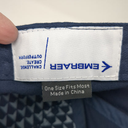 Embraer Slideback Hat Blue One Size Adjustable Embroidered Logo 6 Panel