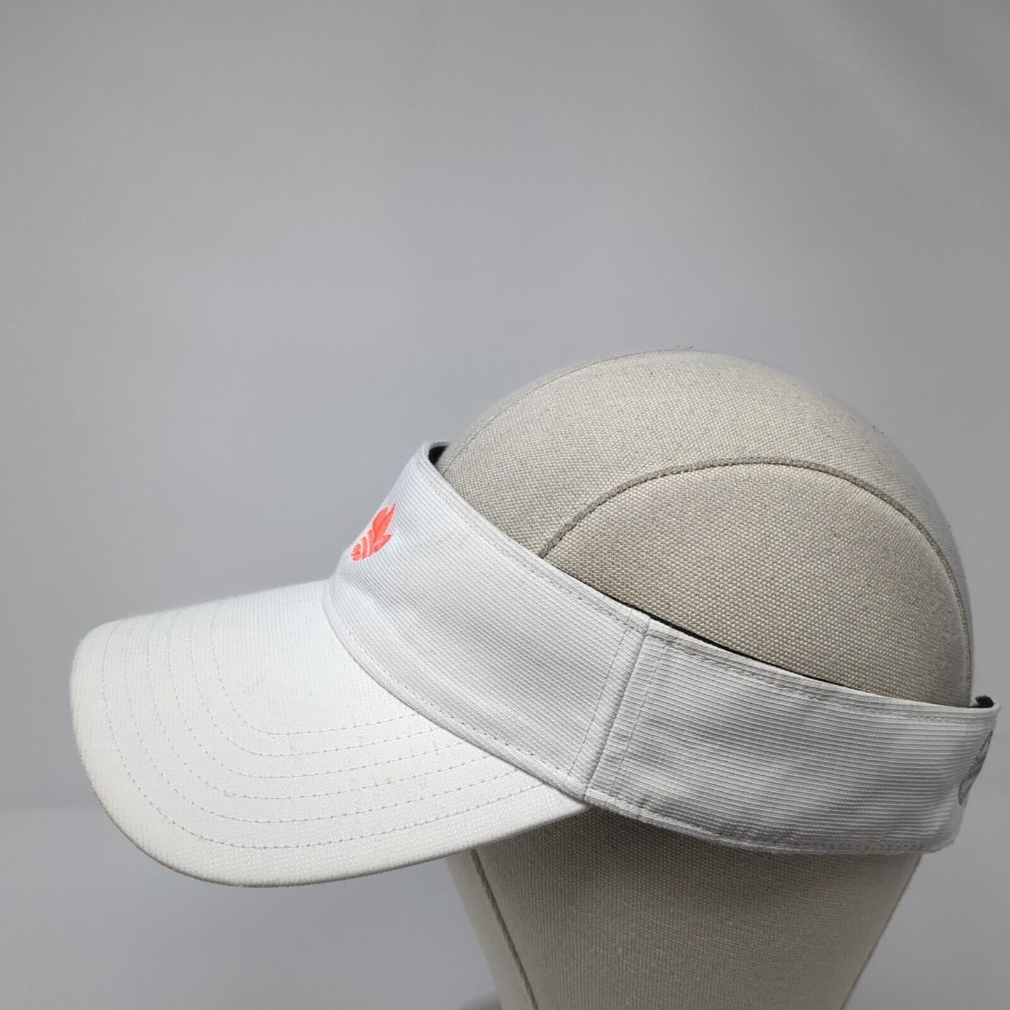 Adidas Strapback Sun Visor Hat White One Size Adjustable Embroidered Trefoil