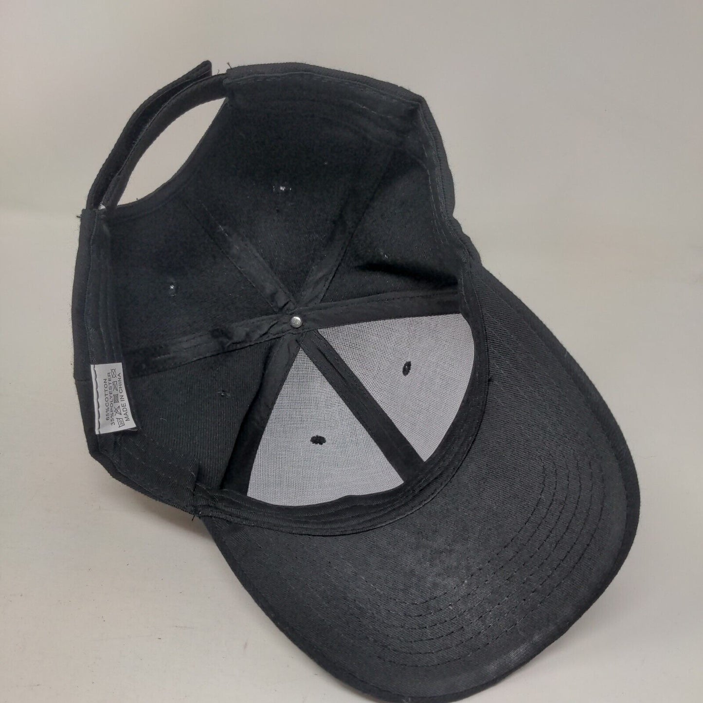 Unbranded Strapback Hat Black One Size Adjustable Vented Holes 6 Panel Blank
