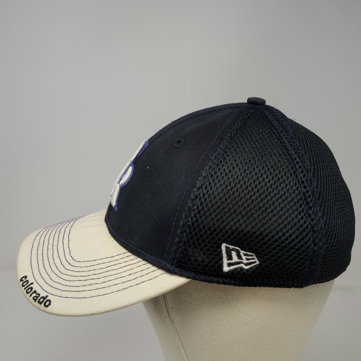 Colorado Rockies MLB New Era Baseball Cap Black White Purple L Mesh Back Stretch