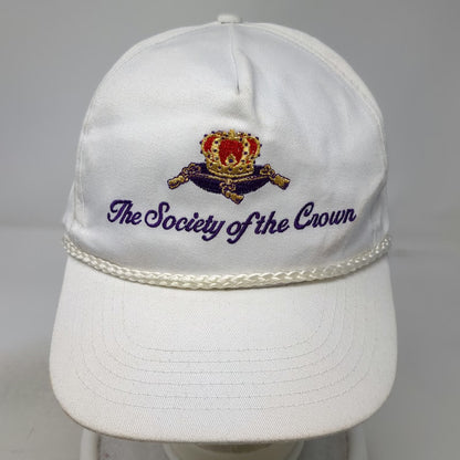 5 Panel White One Size Hat Society of the Crown Rope Snapback Cotton Embroidered