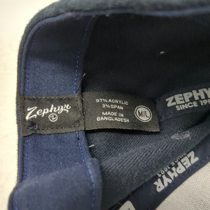 Zephyr Baseball Cap Blue L Stretch Fit Pop Logo Hat Acrylic Spandex Embroidered