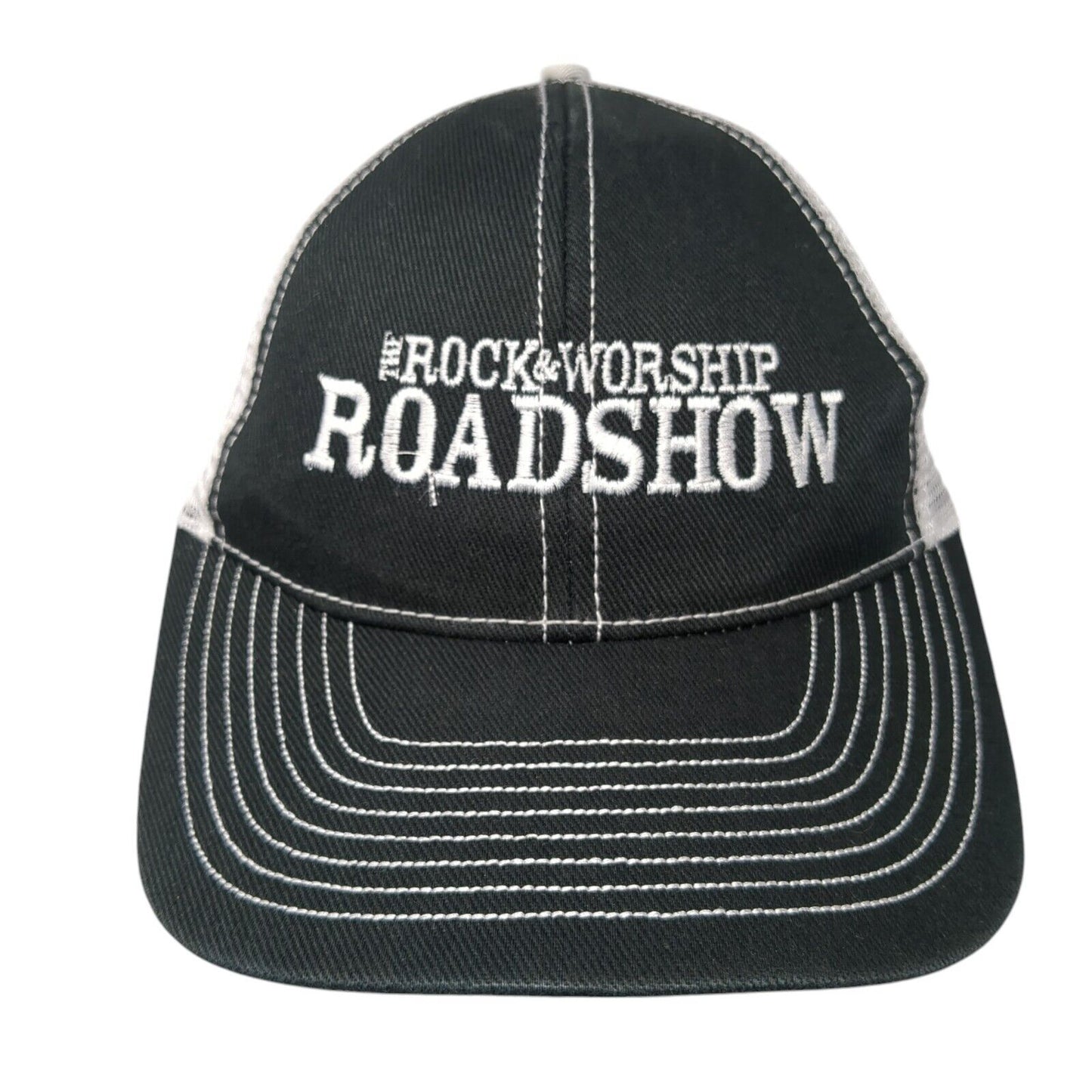 The Rock & Worship Roadshow Strapback Trucker Hat Black One Size Mesh Back