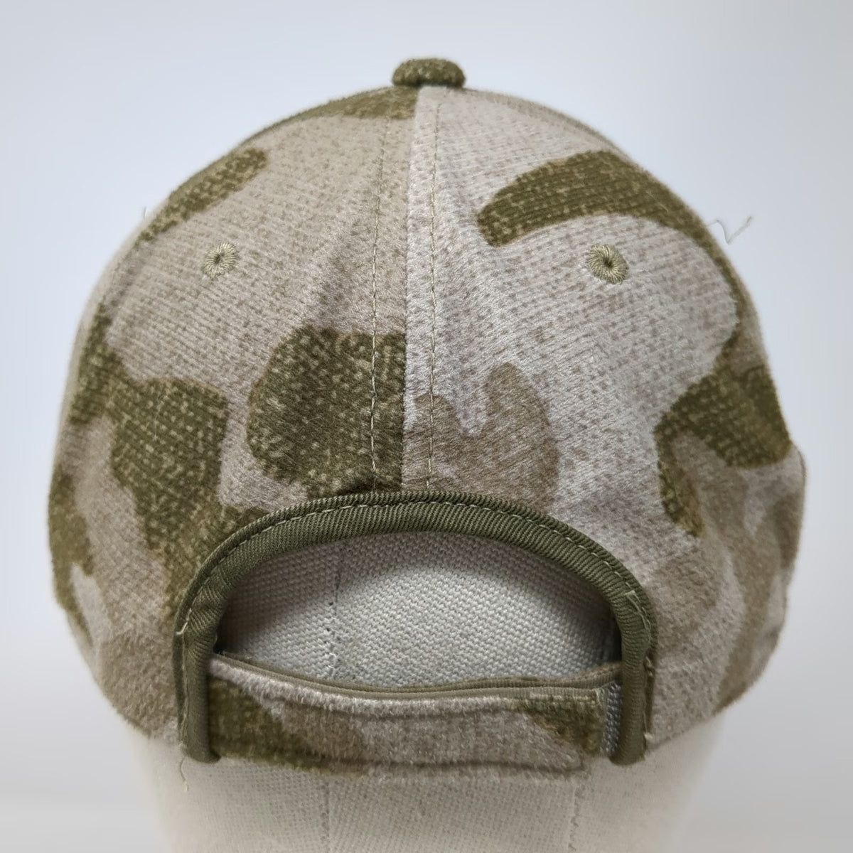 Cabela's Baseball Cap Beige One Size Camo Embroidered Strapback Hat Script Logo