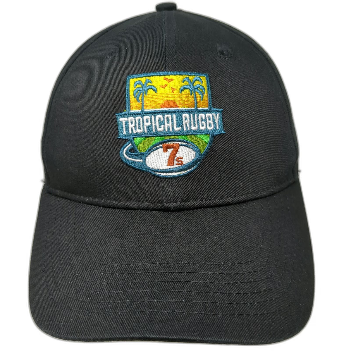 Tryzone ITZ Tropical Rugby 7s Baseball Cap Black One Size Hat Embroidered