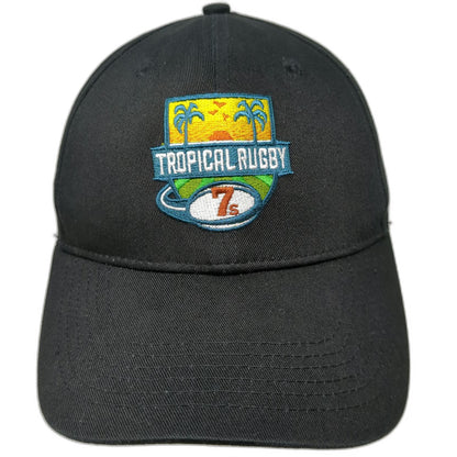 Tryzone ITZ Tropical Rugby 7s Baseball Cap Black One Size Hat Embroidered