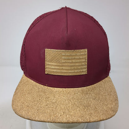 San Diego Cork Hat Red One Size Trucker Hat Cork American Flag Mesh Snapback