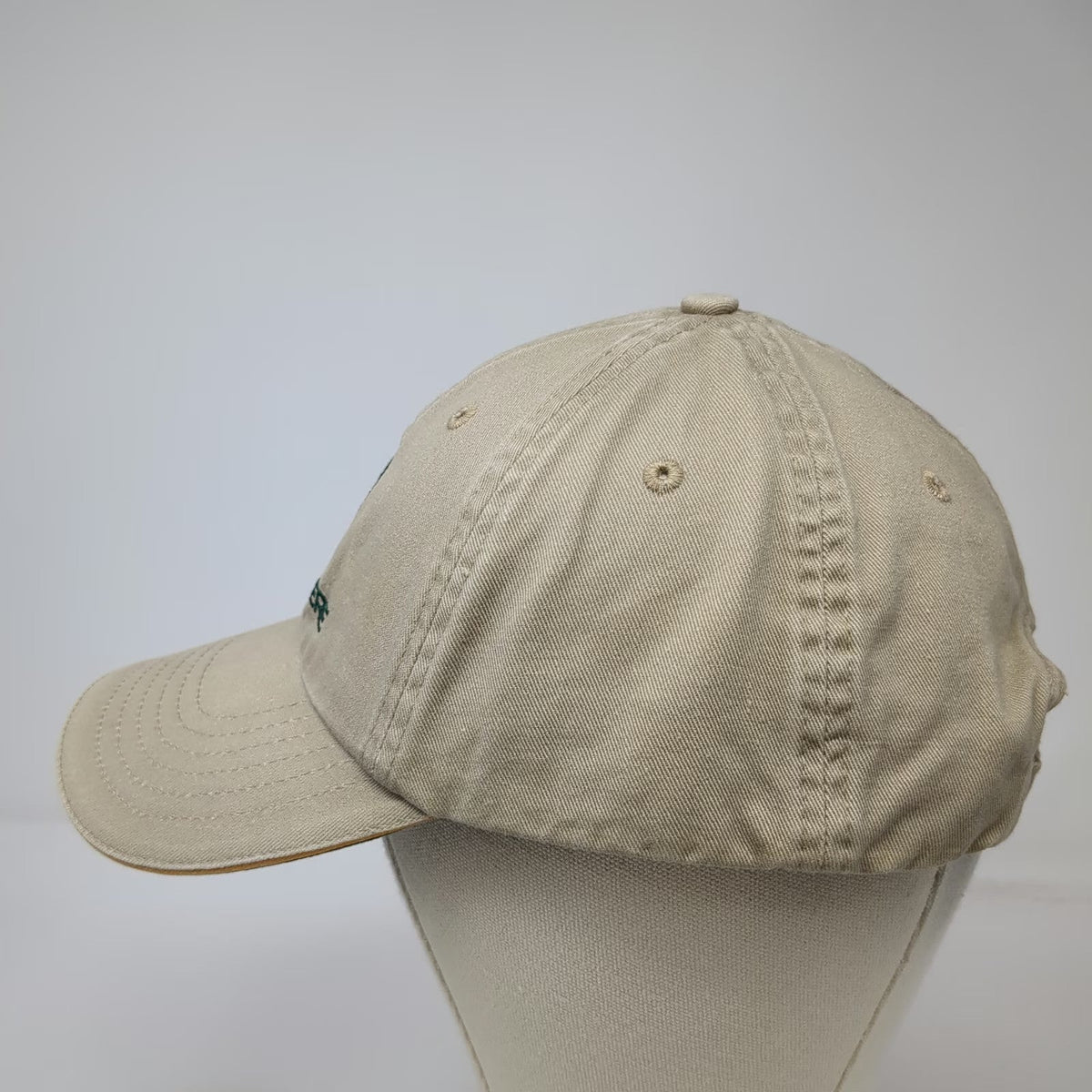 K-Products John Deere Baseball Cap Beige OSFM Hat Slideback Cotton Green Logo
