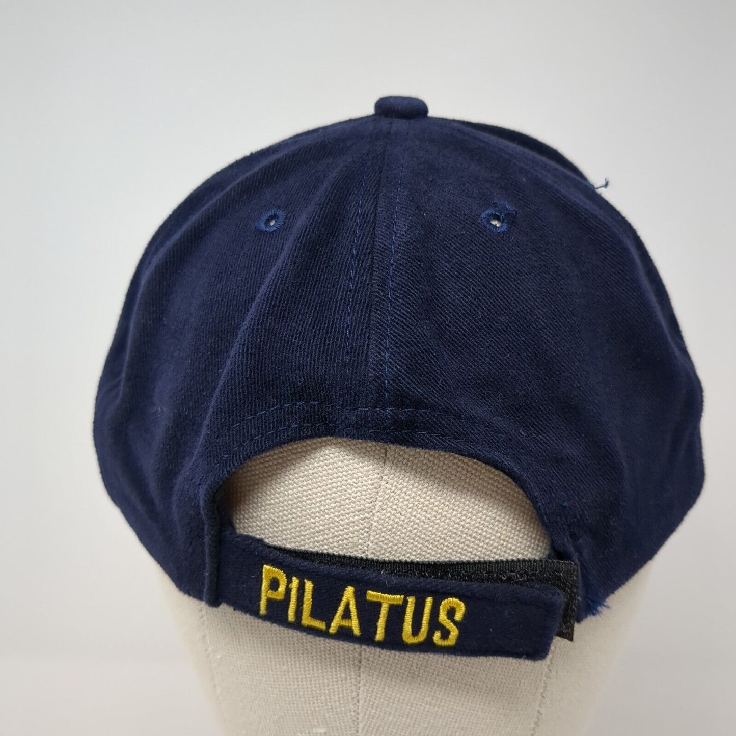 Pilatus Strapback Hat Blue One Size Adjustable Embroidered Vented Holes 6 Panel
