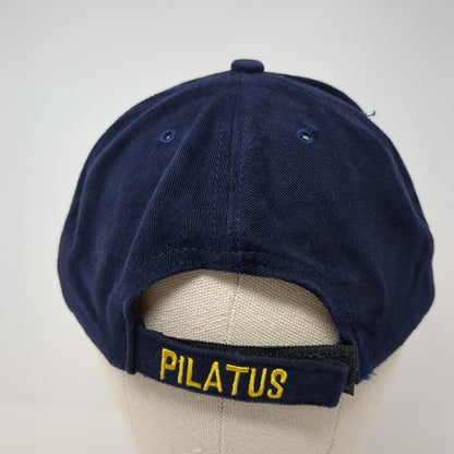 Pilatus Strapback Hat Blue One Size Adjustable Embroidered Vented Holes 6 Panel