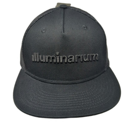 Illuminarium Trucker Hat Black 5 Panel Flat Bill Mesh Back Snapback W/Tags
