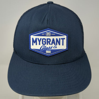 Yupoong Trucker Hat Blue One Size Mygrant Glass Co Patch Mesh Back Snapback