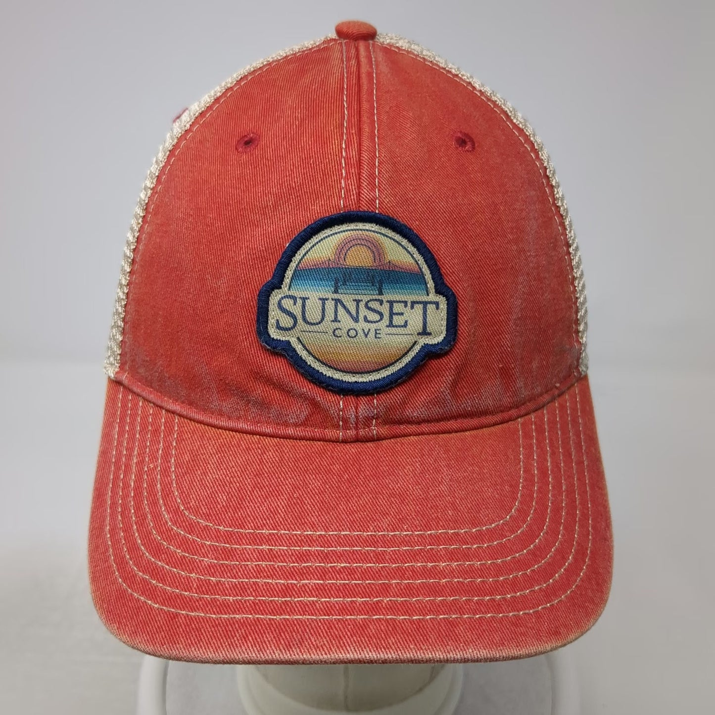 Legacy Trucker Hat Red One Size Sunset Cove Island Park NJ Patch Snapback Mesh
