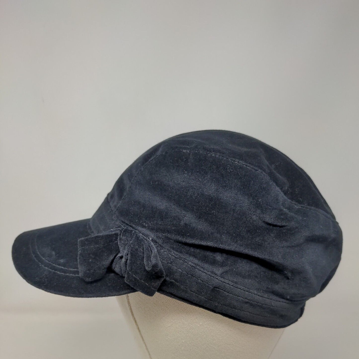 Unbranded Fitted Cadet Army Cap Hat Black One Size Velour Solid Bow