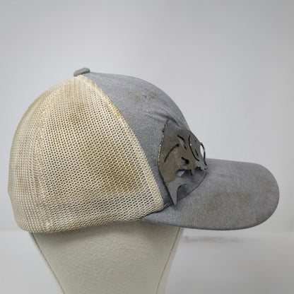Flexfit Yupoong Baseball Cap Gray One Size Mesh Back Metal Fish Stretch Fit Hat