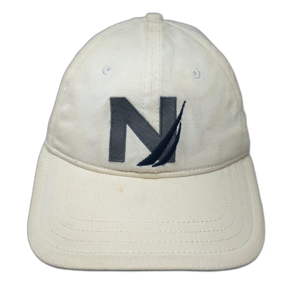 Nautica Baseball Cap White M Fitted Embroidered Logo A-Flex Stretch Fit Hat
