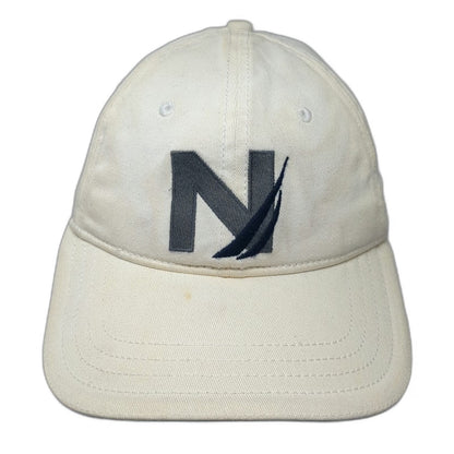 Nautica Baseball Cap White M Fitted Embroidered Logo A-Flex Stretch Fit Hat